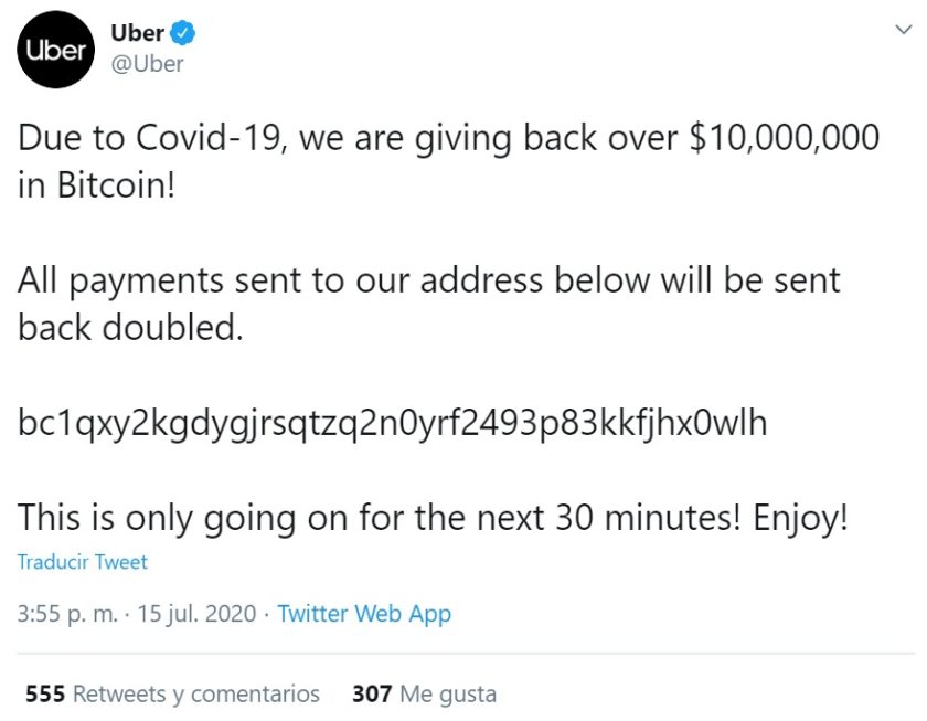Hackean cuenta de Uber en Twitter