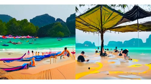 Cripto Playa en Tailandia, arte generado por MidJourney AI