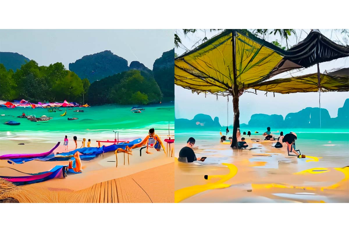 Cripto Playa en Tailandia, arte generado por MidJourney AI